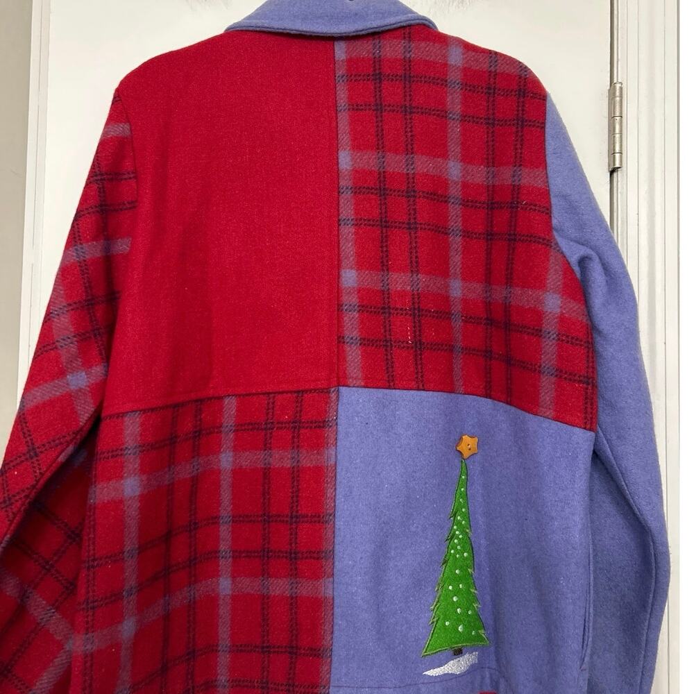 Vintage Christmas Patchwork Wool Blend Jacket Coa… - image 7